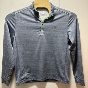 Johnnie-O Pullover Mens Size Medium Gray Green Quarter Zip Golf Athletic Shirt